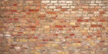 A brick wall with many different colors of bricks.